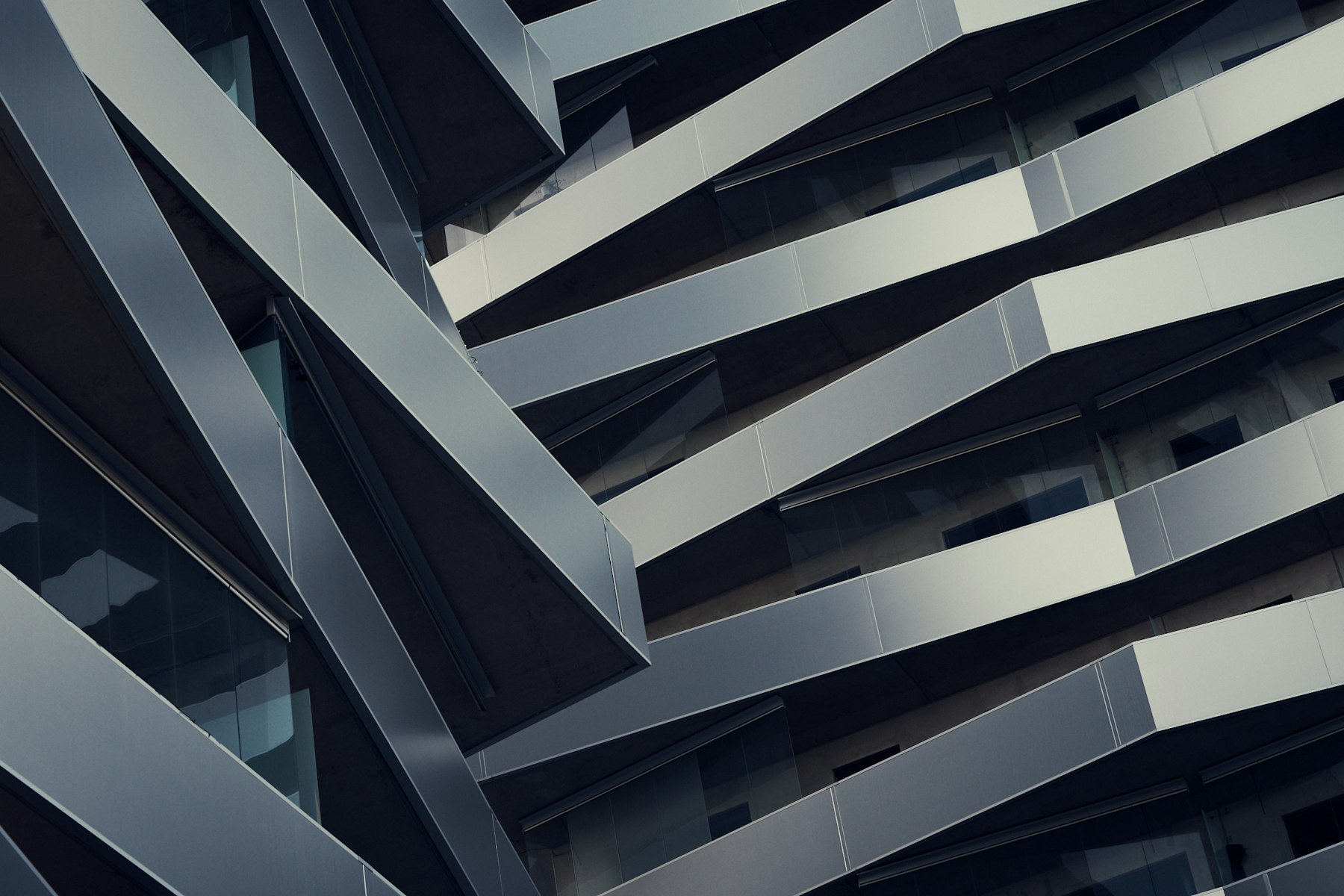 Glass and steel facade detail.