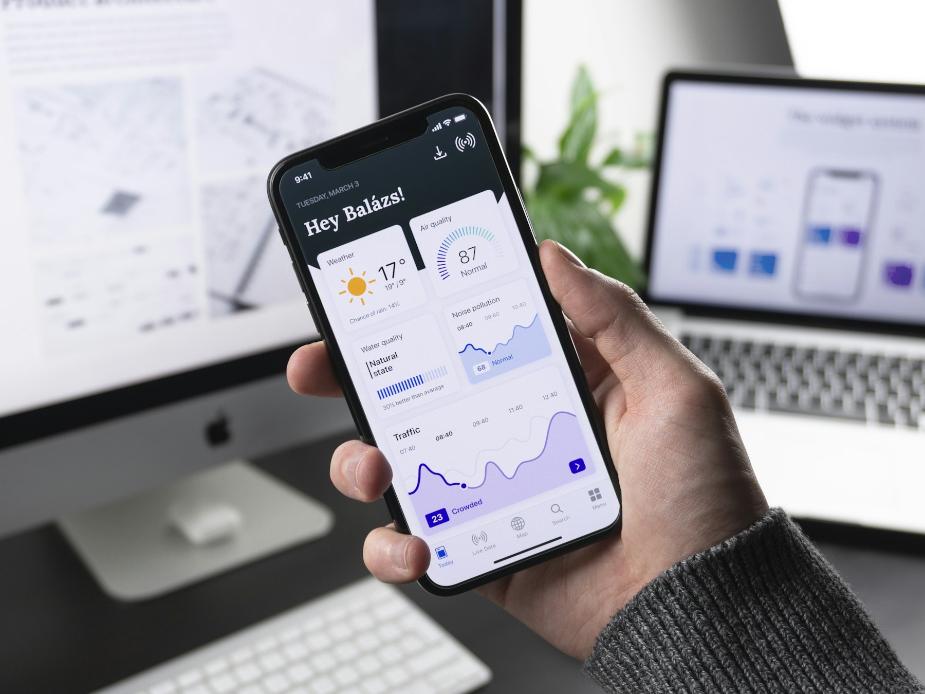 Mobile dashboard on a smartphone.
